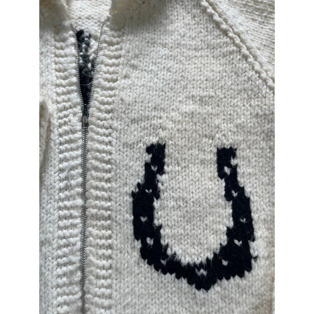 Vintage 60s 70s Cowichan Equestrian Cardigan Horse Sweater Western Rancher - Picture 4 of 7